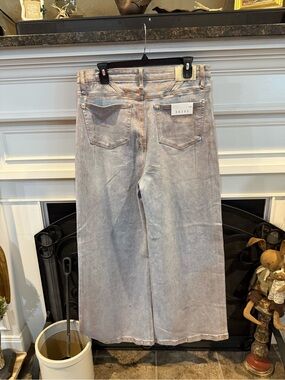High-Rise Wide-Leg Jeans with metallic shine